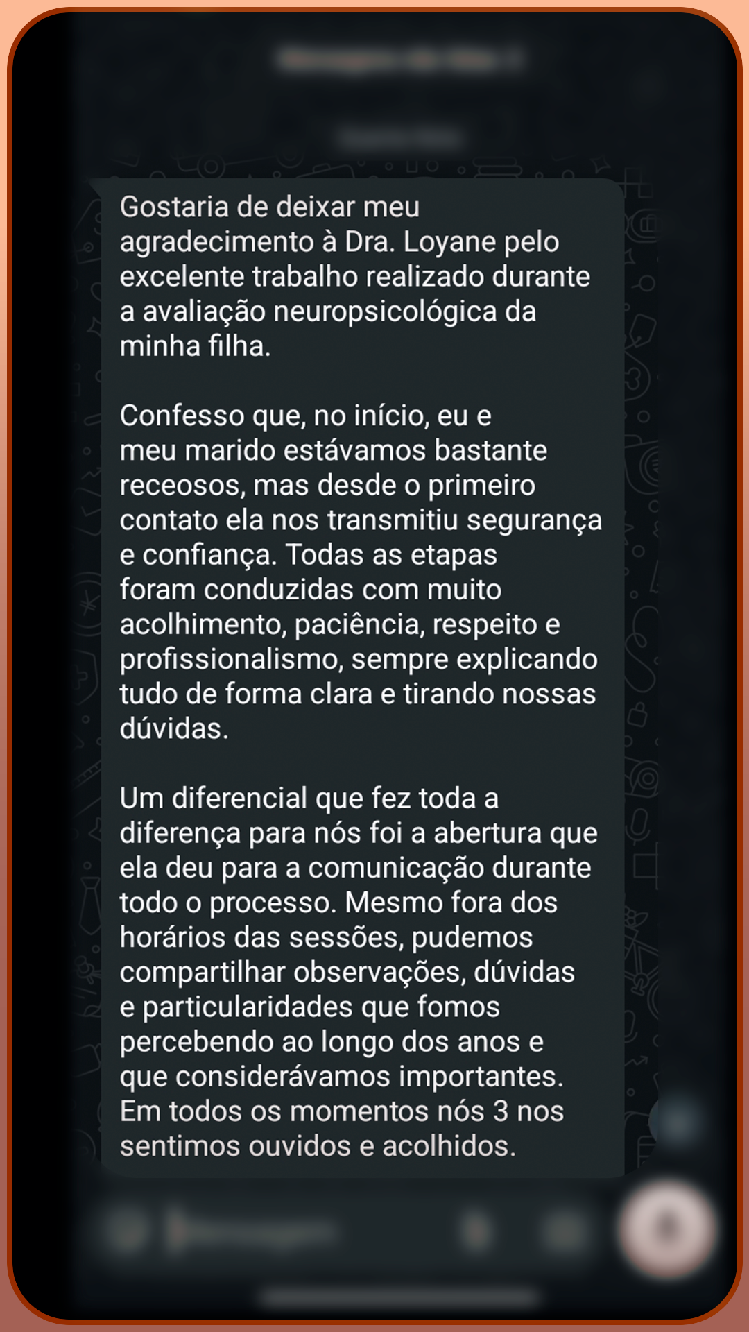 Imagem censurada do depoimento